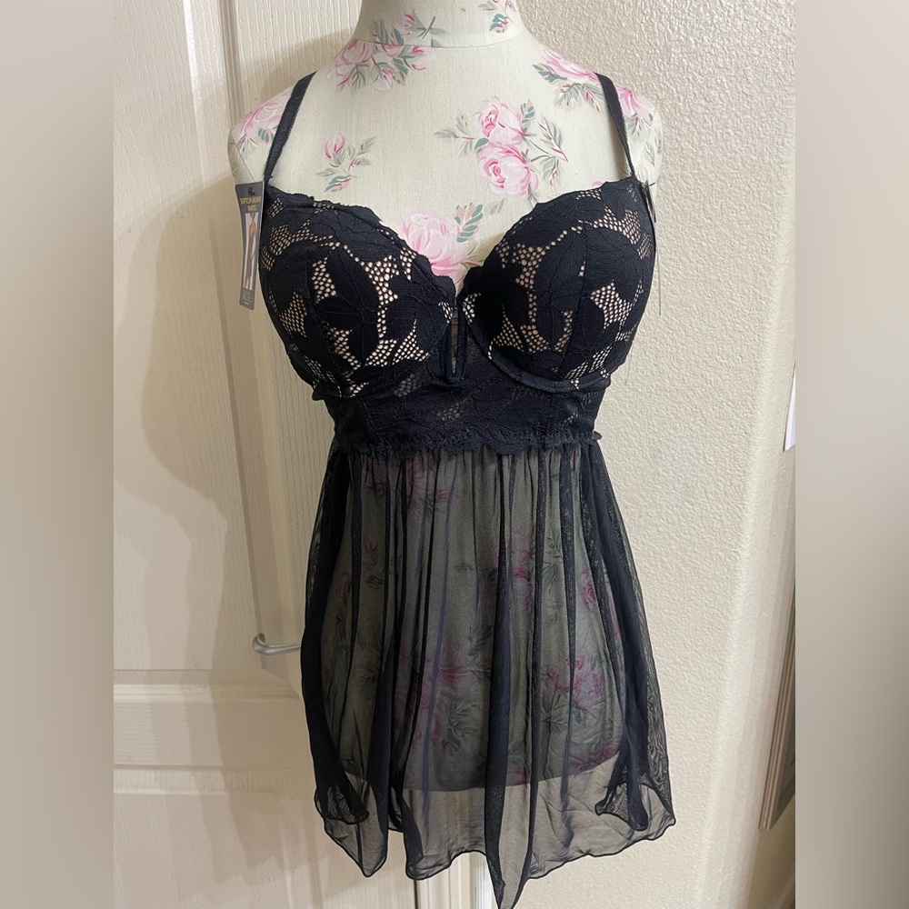 Rachael Ray Black Lace Chemise